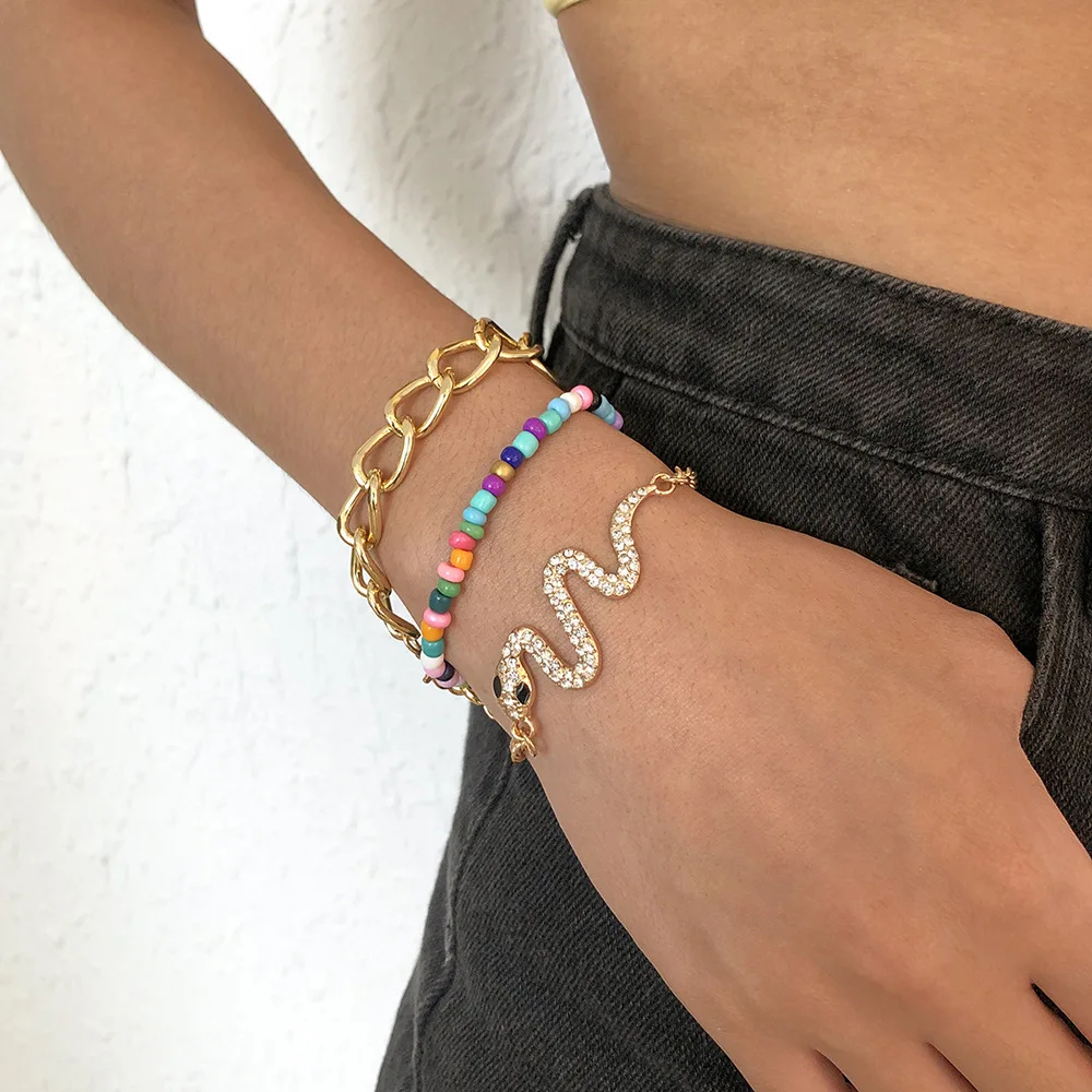 

Bracelets for Women Snake-Shaped Cold Style Vintage Jewelry Women's Minimalist Creative Hip Hop Double Thick Chain Bracelet