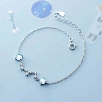classic handmade silver plated exquisite moonstone round bead charm bracelet bangle for women wedding banquet party jewelry