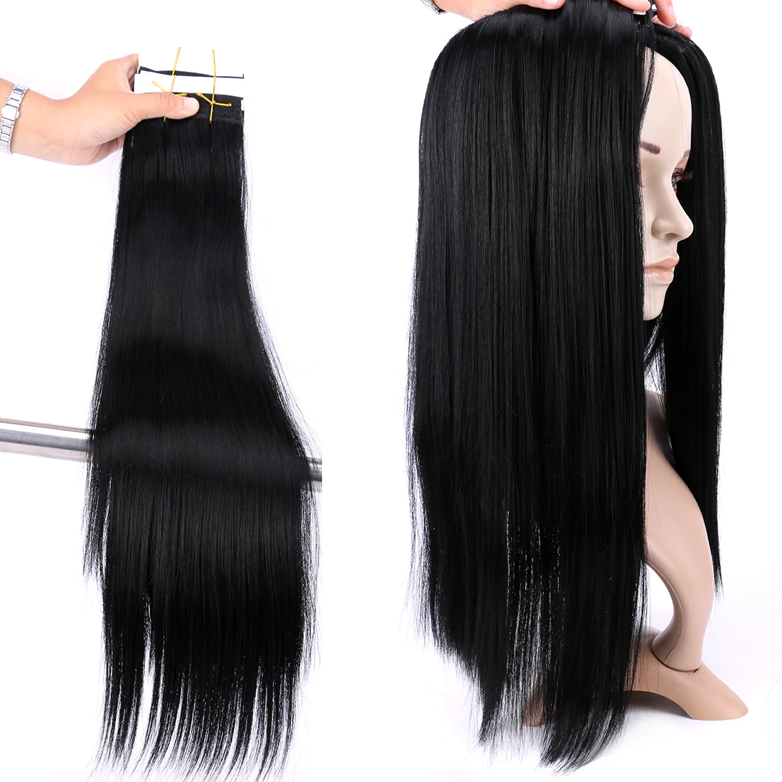 

Короткие прямые волосы 10-18 дюймов, пряди натурального цвета, от черного до коричневого, золотого цвета, Омбре, высокотемпературные синтетические волосы для наращивания