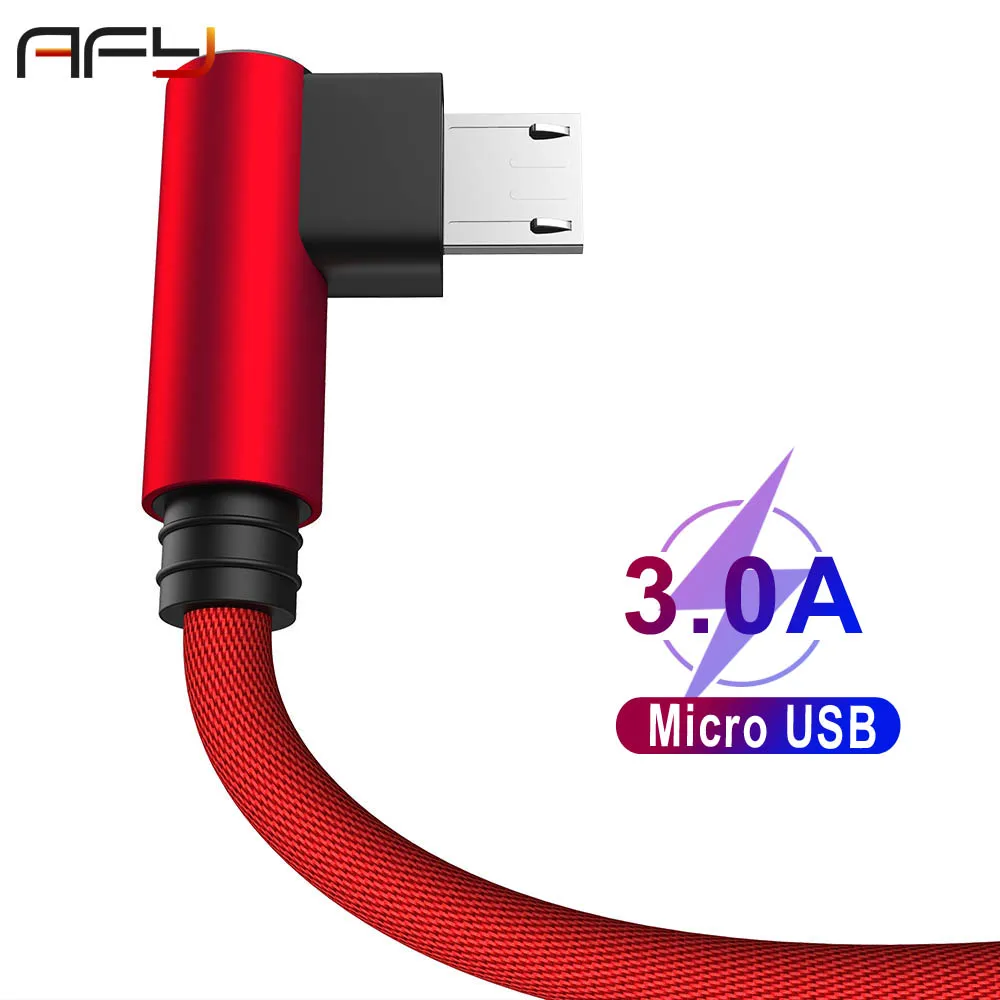 Micro USB кабель 90 градусов нейлон REZ 1 м 2 3 быстрой зарядки Зарядное устройство для