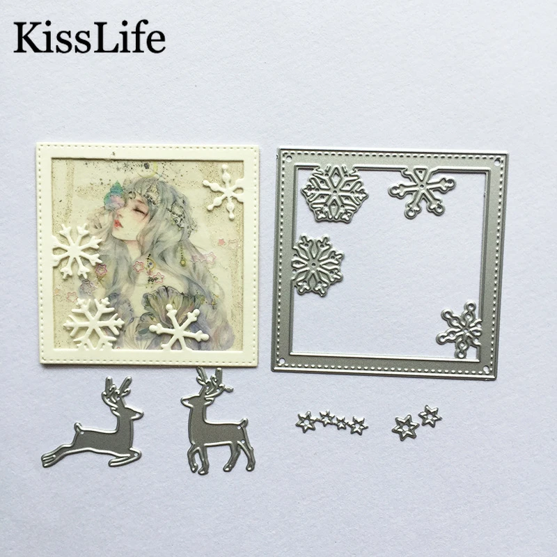 Новая Снежинка Рождественский олень металлические режущие штампы Kscraft альбом