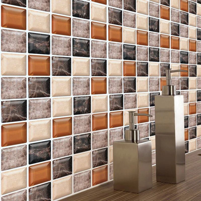 

Fancy tiles Waterproof Self Adhesive 3D Mosaic Wall Decal peel and stick vinyl tile kitchen backsplash