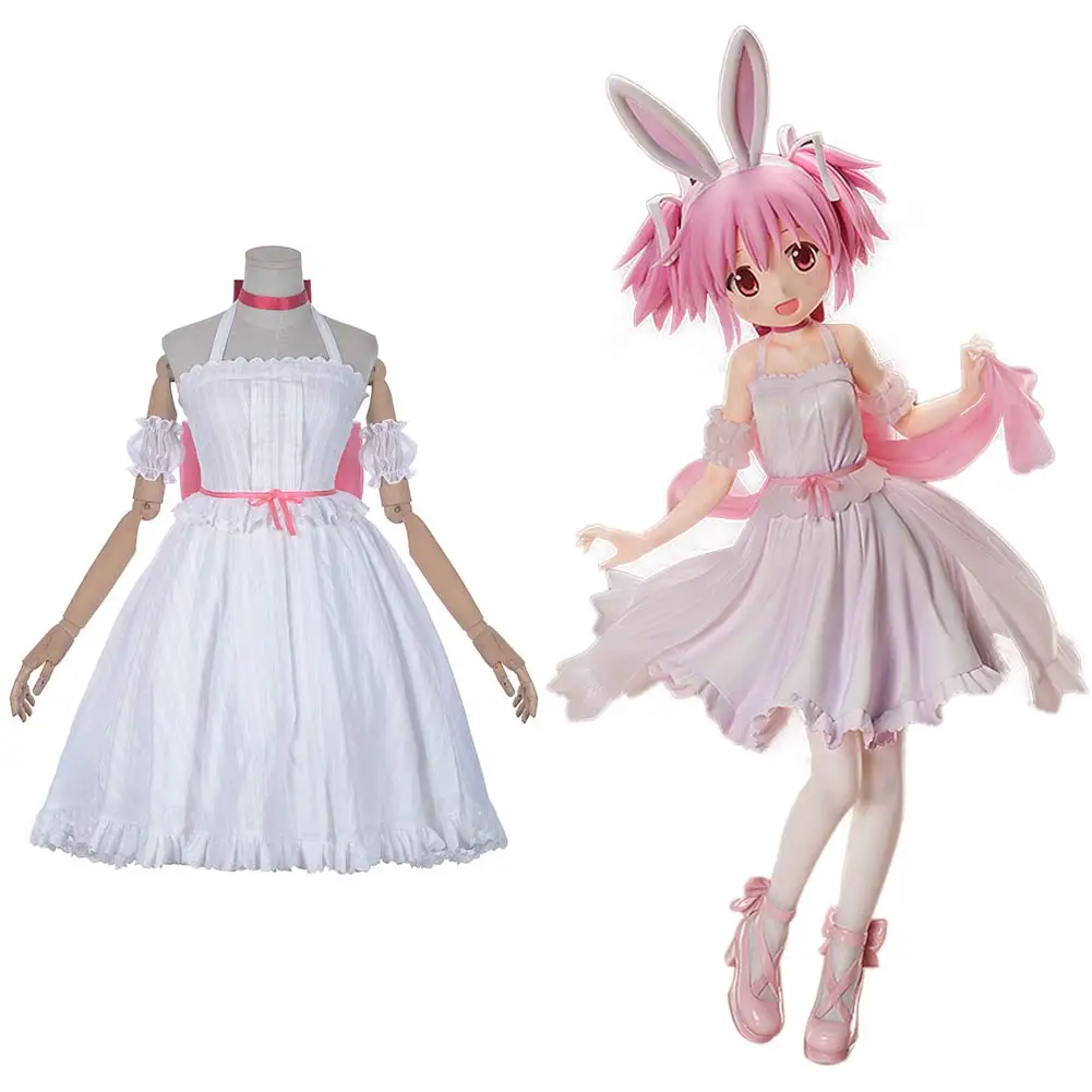 

Anime cosplay Puella Magi Madoka Magica Kaname Cosplay Costume Rabbit Ear Headdress + Dress Halloween Outfit Carnival Costume