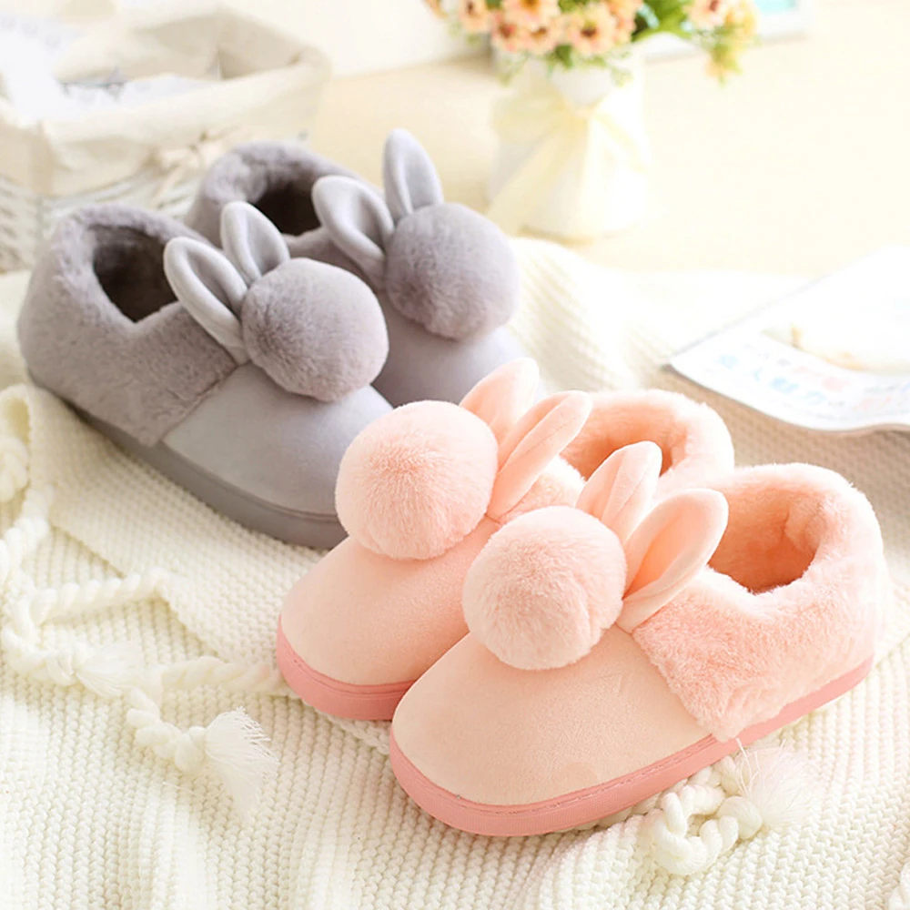 

Winter ladies cotton slippers indoor and outdoor all-inclusive with non-slip home warmth thick bottom female winter fur slippers