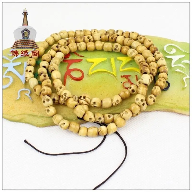 8 мм Тибетский буддизм 108 костяной череп Молитвенное Женское Ожерелье | Украшения