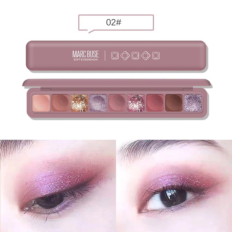 MARC BUSE 9 Colors Finger Tip Shimmer Matte Glitter Eyeshadow Palette High Pigmented Eye Shadow Powder Makeup Nude Shine Eyelids |