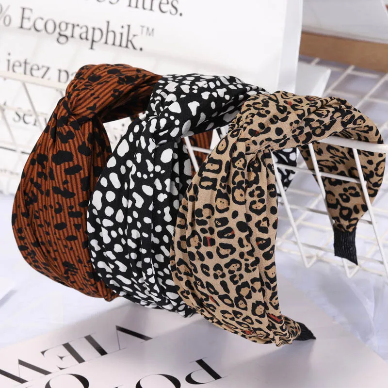 

1Pcs Cross Knot Women Headband Wide Side Turban Casual Style Clot Leopard Hairband Nice Gift Fashion Hair Accessories