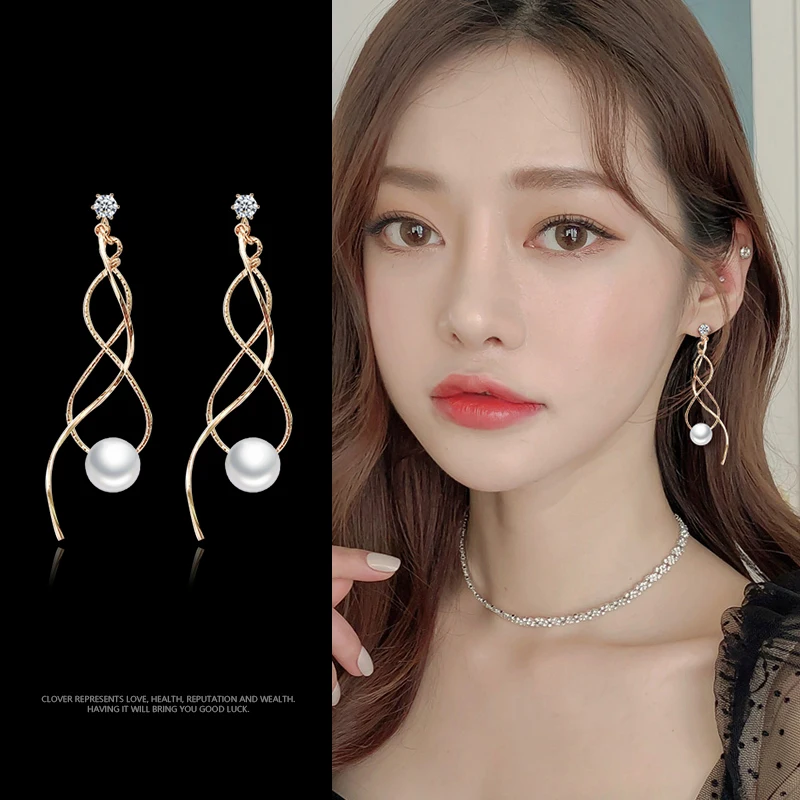 Новинка модные витые спиральные жемчужные серьги женские Модные металлические