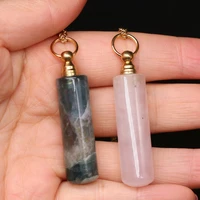 natural semi precious stone perfume bottle necklace rose crystal pillar trendy necklace jewelry party gift for women