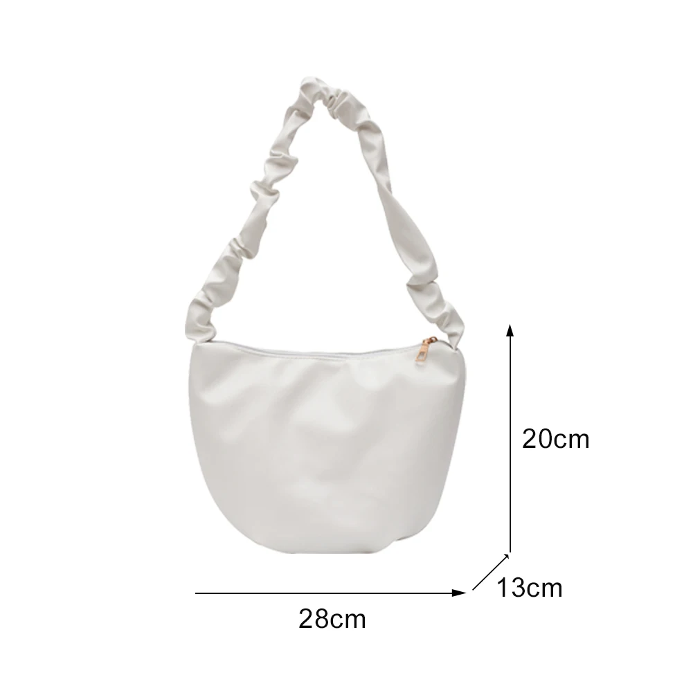 

Pleated Totes Women Shoulder Bags Elegant Lady PU Leather Solid Handbags 2020 Fashion Solid Color Zipper Large Capacity Bags