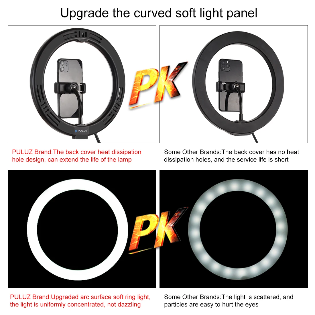 

Portable LED Selfie Ring Foldable Storage Cantilever Arc Ring Light Set Adjustable Remote Photography Lighting+Phone Clip Button