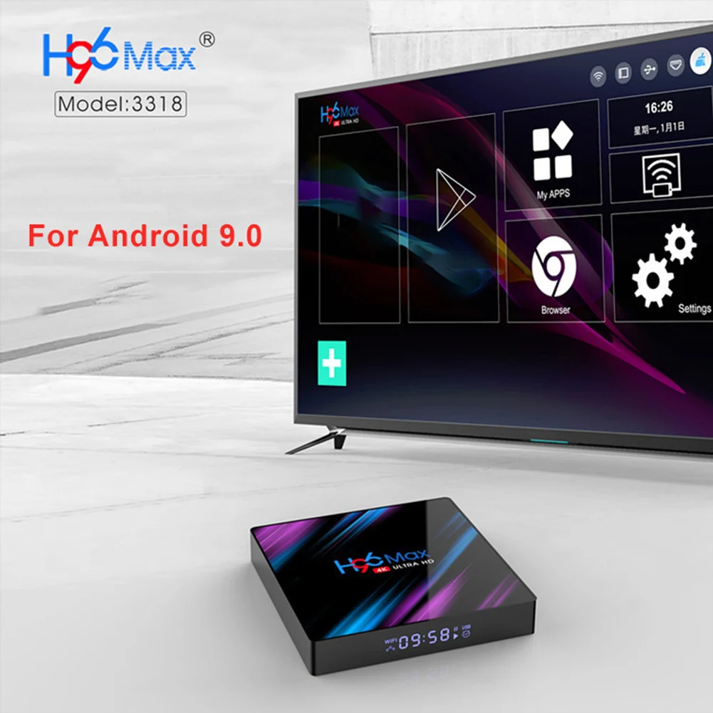 ТВ приставка H96 Max медиа ресивер цифровой процессор Rockchip RK3318 4K Smart TV 2.4G/5G Wi Fi Bluetooth 4.0