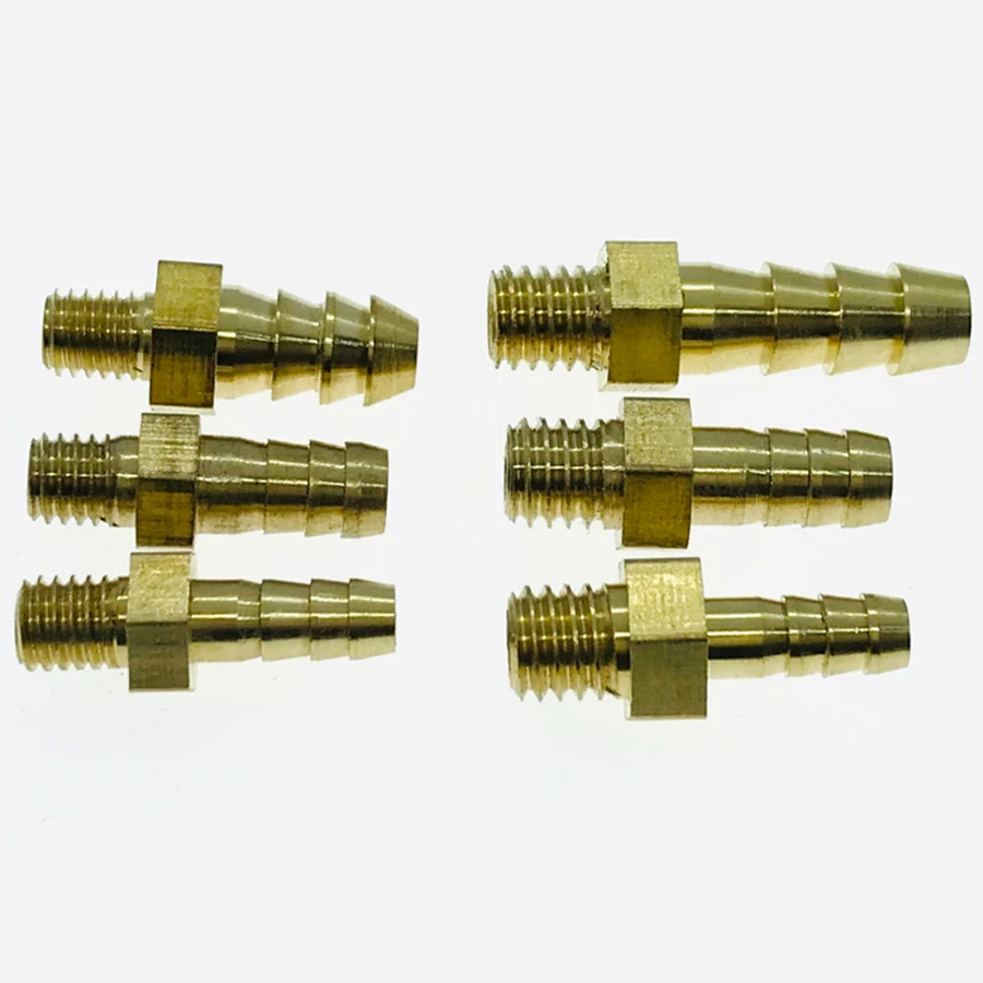 Mini conector de lengüeta de rosca macho de cobre, junta de conexión de tubo de cuero, M4 * 0,7 M5 * 0,8 M6 * 1 a 3 4mm 5mm 6mm, 5 uds.