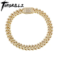 topgrillz men bracelet 8mm miami cuban chain with new spring clasp full iced out cubic zirconia hip hop rapper jewelry for gift