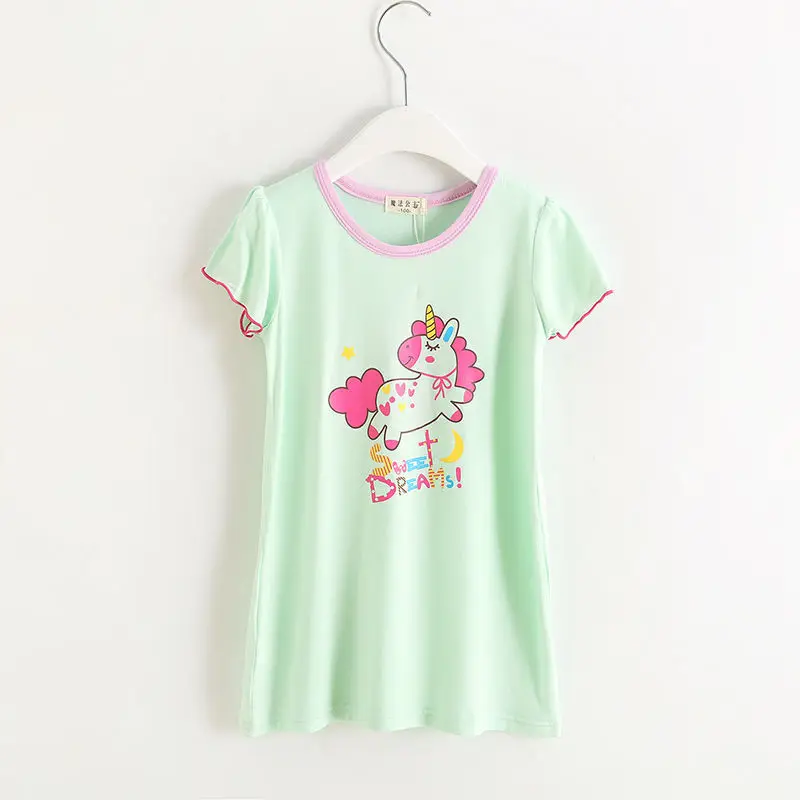 Mom Susy Baby Clothes Modal Cartoon Nightdress Summer Princess Pajamas Dress Unicorn Girls Children Tshirt Sleepwear 2-12Y | Мать и