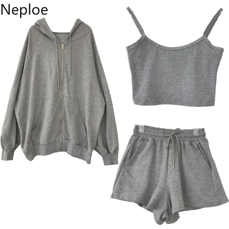 Женский комплект из 3 предметов однотонная толстовка с капюшоном и воротником на