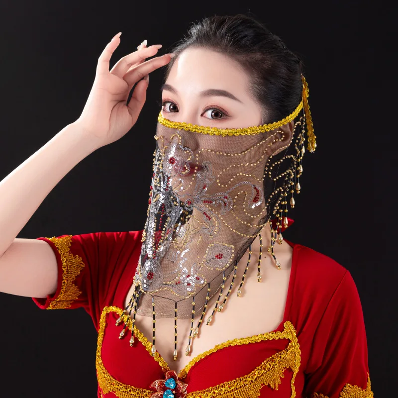 2021 живота Танцы уход за кожей лица вуаль костюмы восточные женский блестки маска