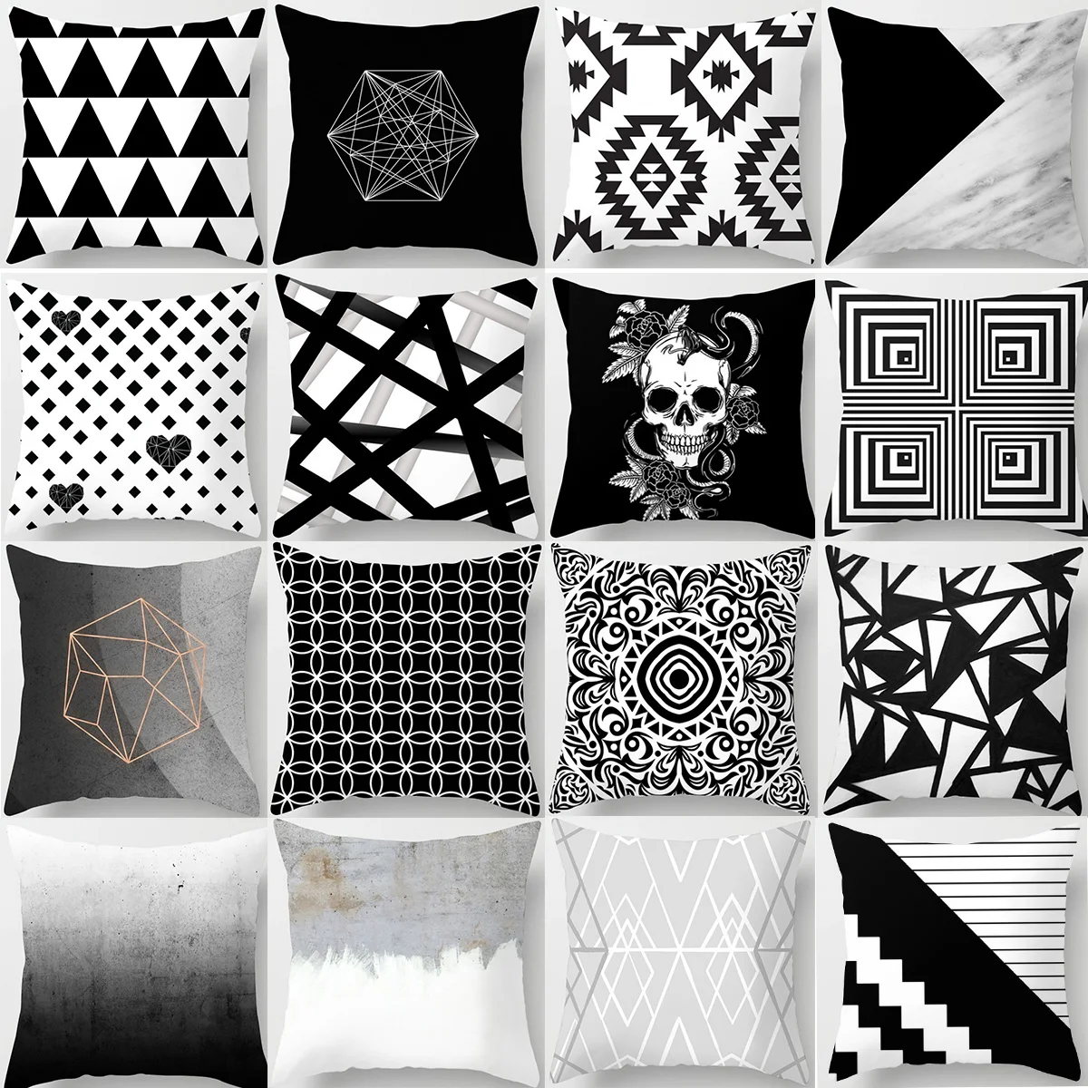 

Simplicity Pillowcase 45X45CM Black And White Geometry Cushion Covers Hot Sale Triangle Round Print Sofa Throw Pillows Cover