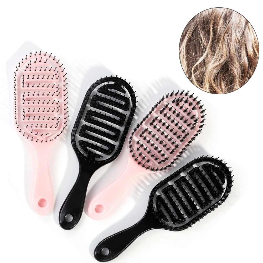 

Scalp Massage Comb Bristle Curved Hairbrush Women Men Curly Detangle Ribs Hair Brush for Salon Hairdressing Styling Tools