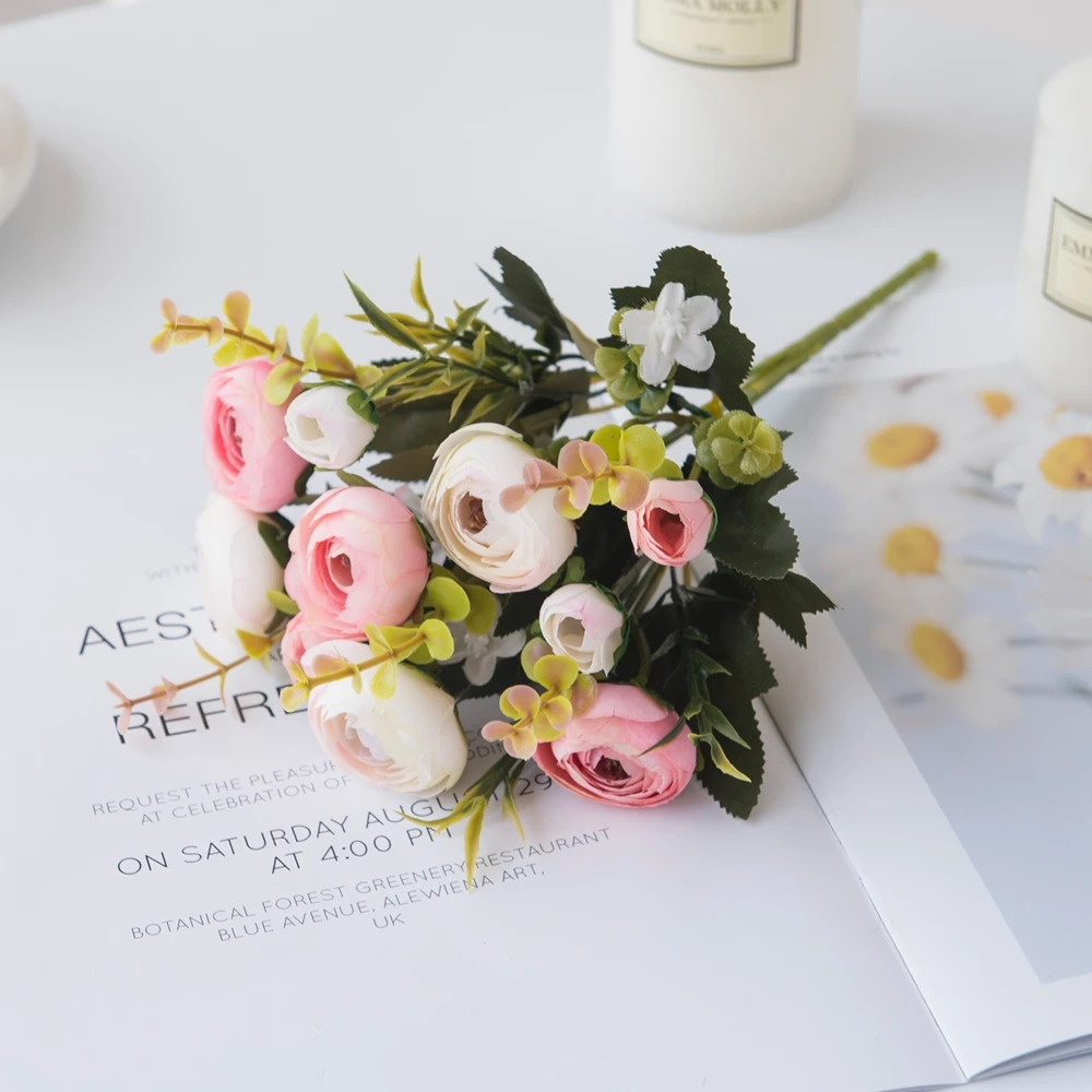 Искусственные цветы 30 см розовые маленькие Чайные розы бутоны вазы для украшения