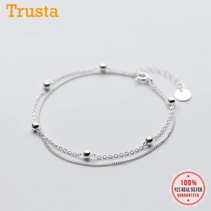 Trustdavis, Настоящее серебро 925 пробы, синтез жемчуга, цепочка змеи 16,5 см, браслеты для подростков, женщин, девушек, ювелирные изделия DA288
