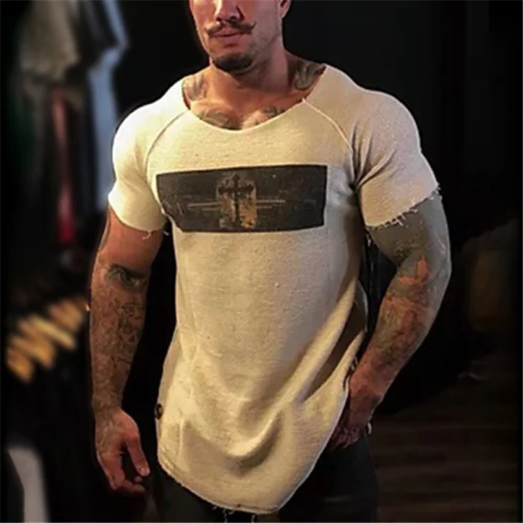 

Футболка мужская с коротким рукавом, повседневный Приталенный топ с принтом, лето 2021