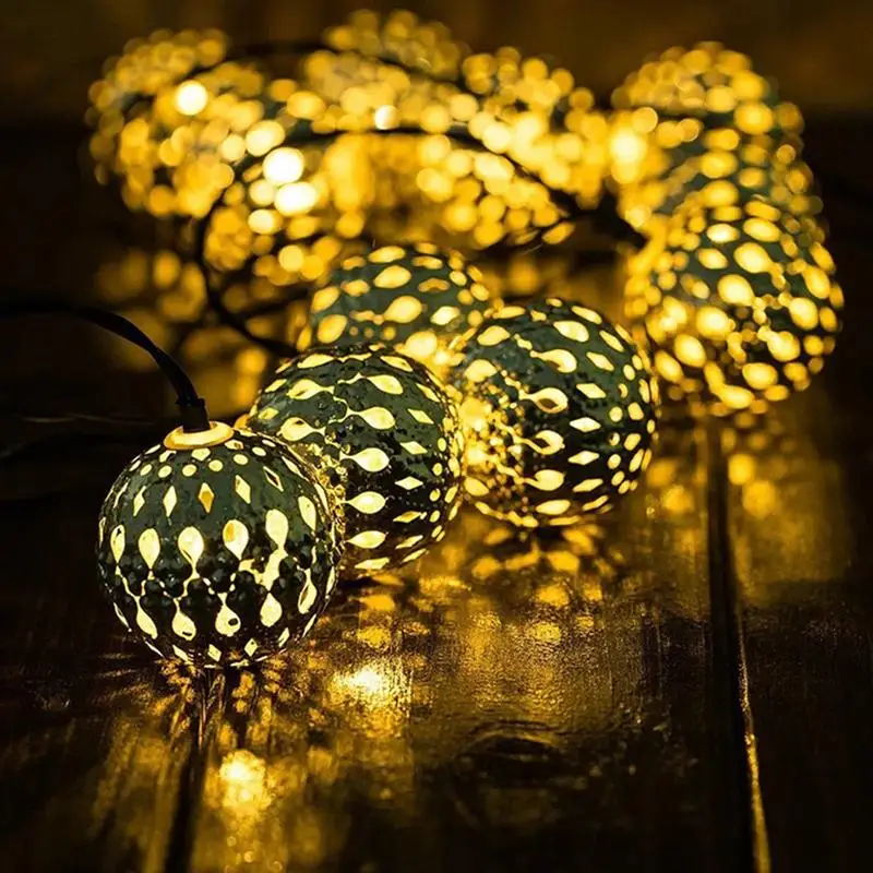 

1PC Golden Christmas Lamp String Hollow Out Delicate Iron Lantern Decoration Christmas Decorations For Home