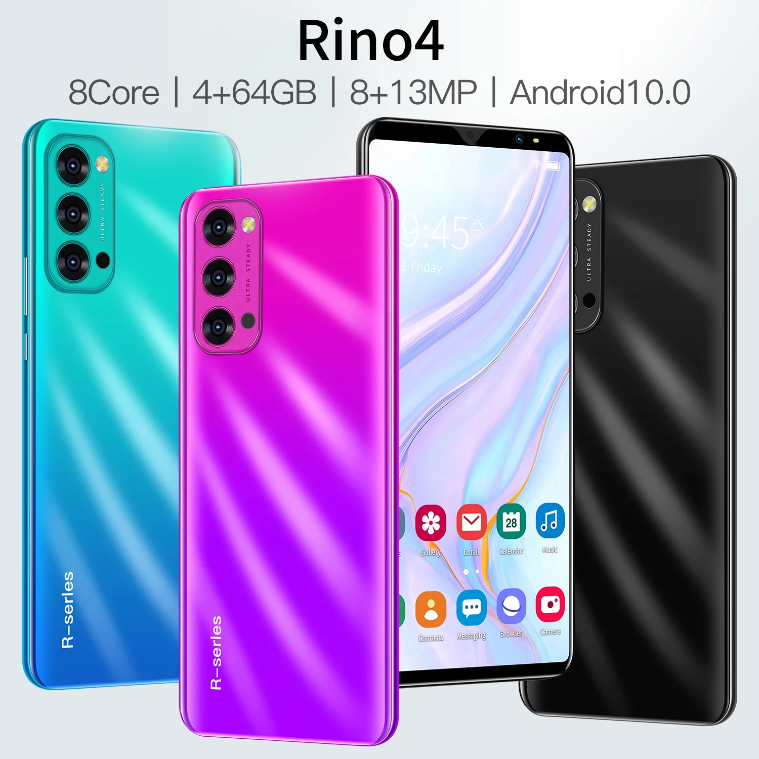 

Globale Version Rino4 5.0 Smartphone 4800mAh Entsperren Really 4G 5G Android 10 8MP+13MP 4GB+64GB Celulares Unlocked Cell Phone