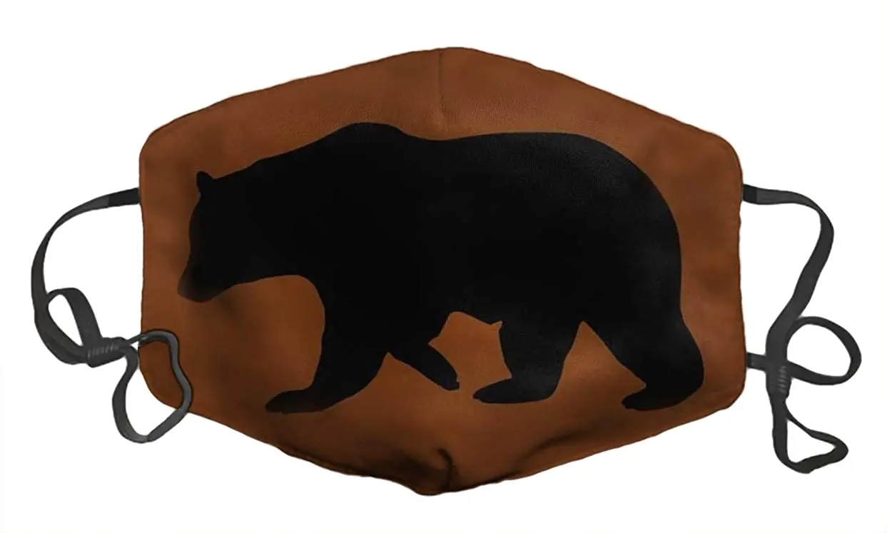 

Simple Style Bear Silhouette Printed Mouth Covering Washable Reusable Fabric Face Mask with Filter