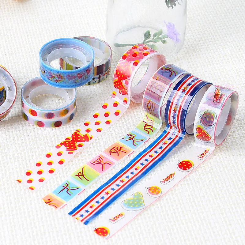 10 шт. 1,5 м DIY липкая наклейка декоративный Скрапбукинг Washi лента деталей, серия "Звездные лента с рисунками Цвет в случайном порядке
