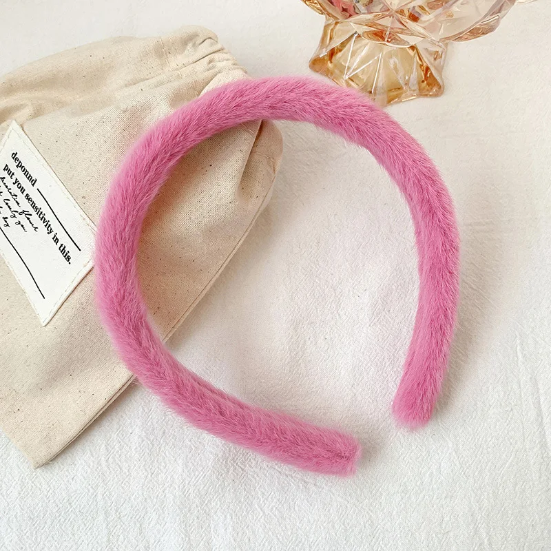 Diademas de felpa para ni&ntilde;as, cintas para el pelo de Color caramelo a la moda, herramientas de estilismo para el cabello para ni&ntilde;os, tocado-1