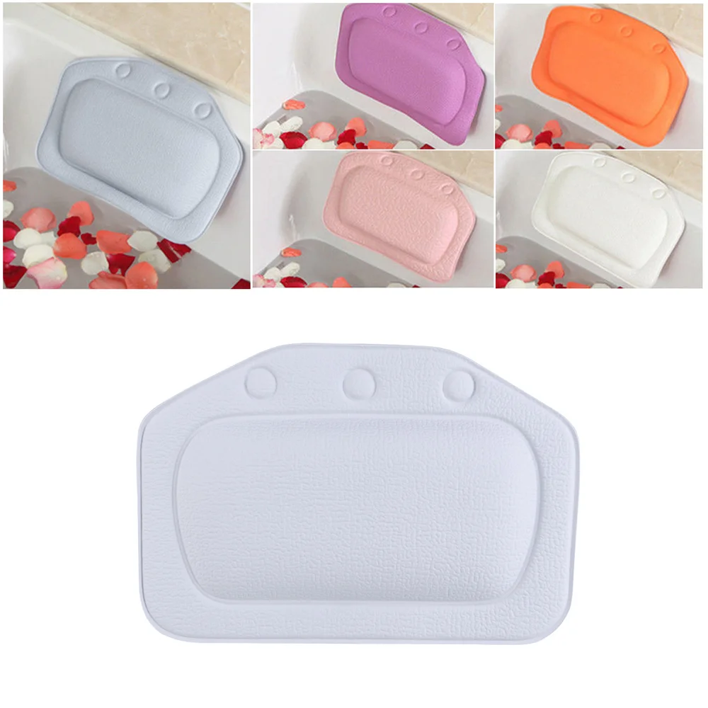 

Bathroom Bathtub Bath Pillow Sponge Relaxing Headrest Waterproof Cushion with Suction Cups(Orange)