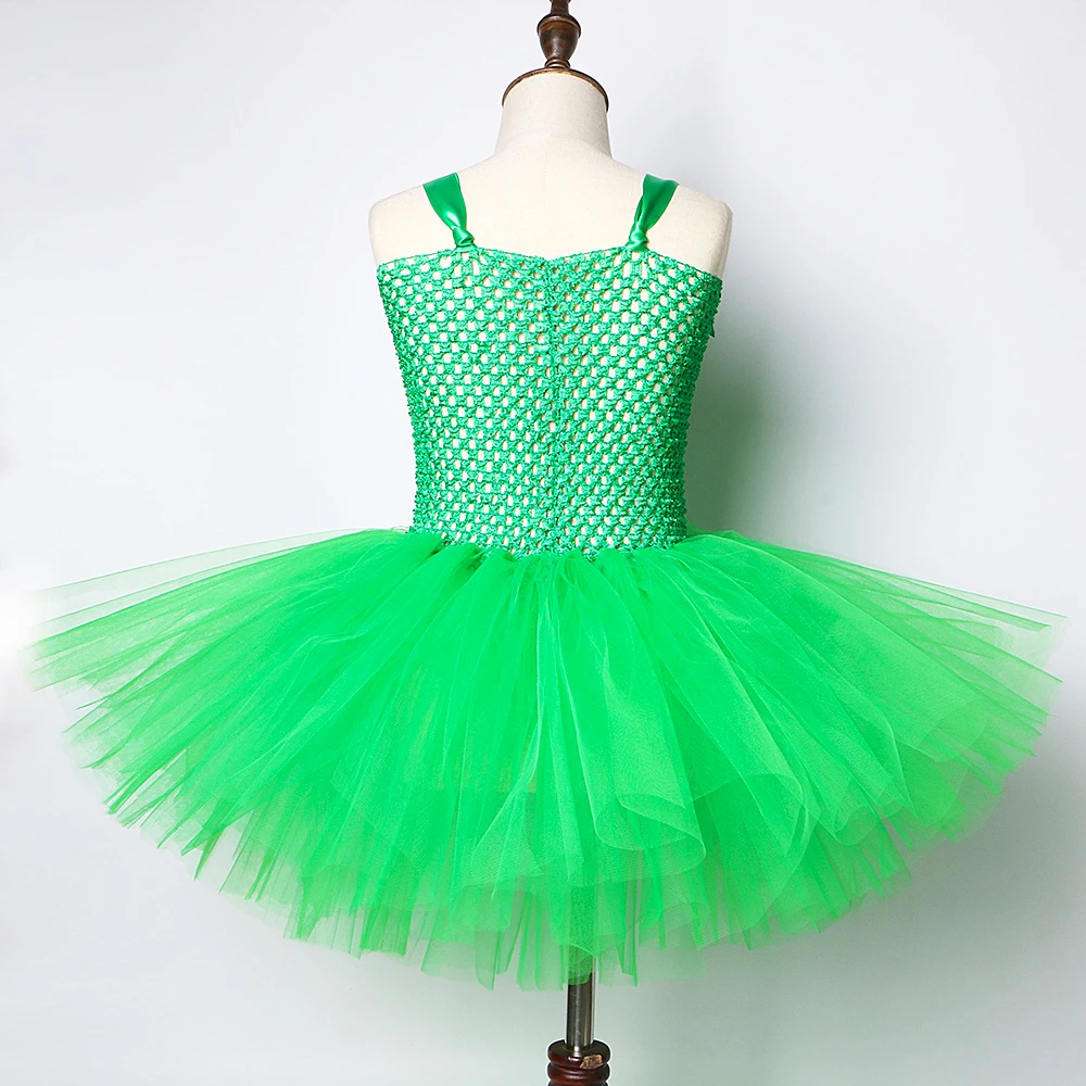 Solid Green Tutu Dress for Baby Girls Fairy Dresses Ireland St.Patrick's Day Kids Girl Halloween Christmas Costumes V-neck |