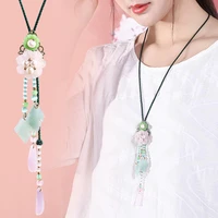 fashion vintage sweater chain necklace handmade beads jade pendant ethnic long womens jewelry cheongsa accessories pendant