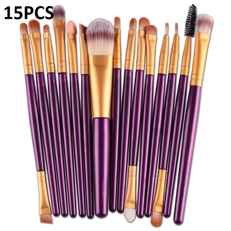 15pcs 15/20 шт. набор кистей для макияжа, инструменты для макияжа, косметический набор, набор для макияжа с деревянными ручками, брендовый набор кистей для макияжа Pincel Maleta De Maquiagem профессиональный - Handle Color: 15pcs