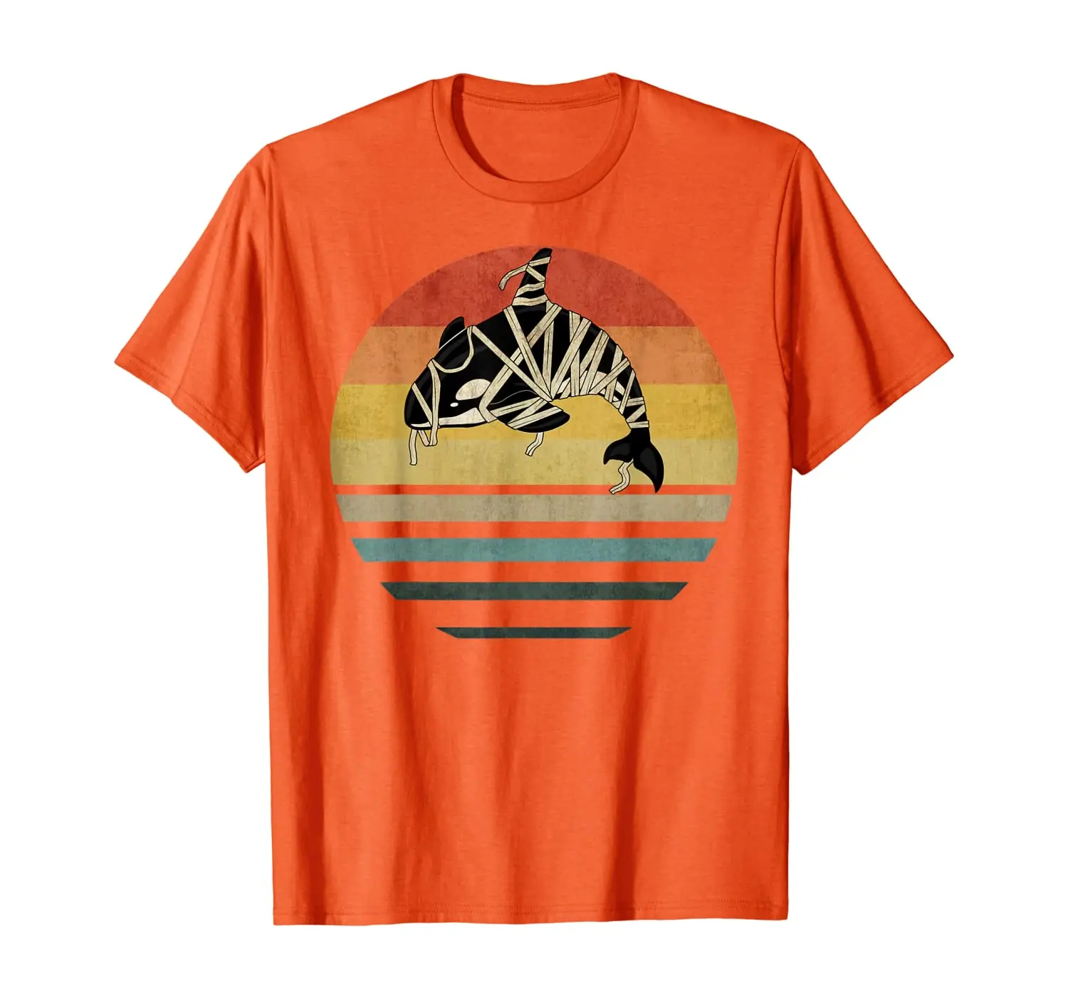 

Sunset Jumping Mummy Orca Cooler Retro Kiler Whale Men Women T-Shirt