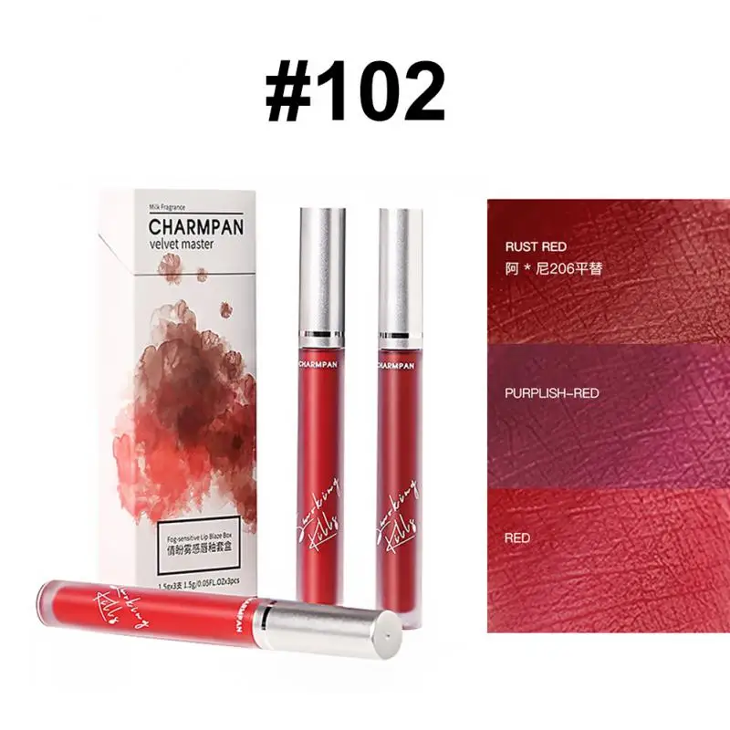 

3pcs/set Glossy Lip Gloss Lip Makeup Matte Velvet Lipstick Long Lasting Lip Glaze Waterproof Lip Tint Cosmetics Women TSLM2