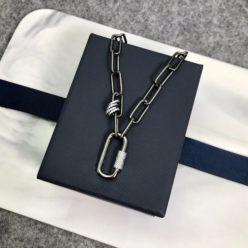 Настоящее серебро оригинал 1:1 копия темно серая цепочка ожерелье массивное панк