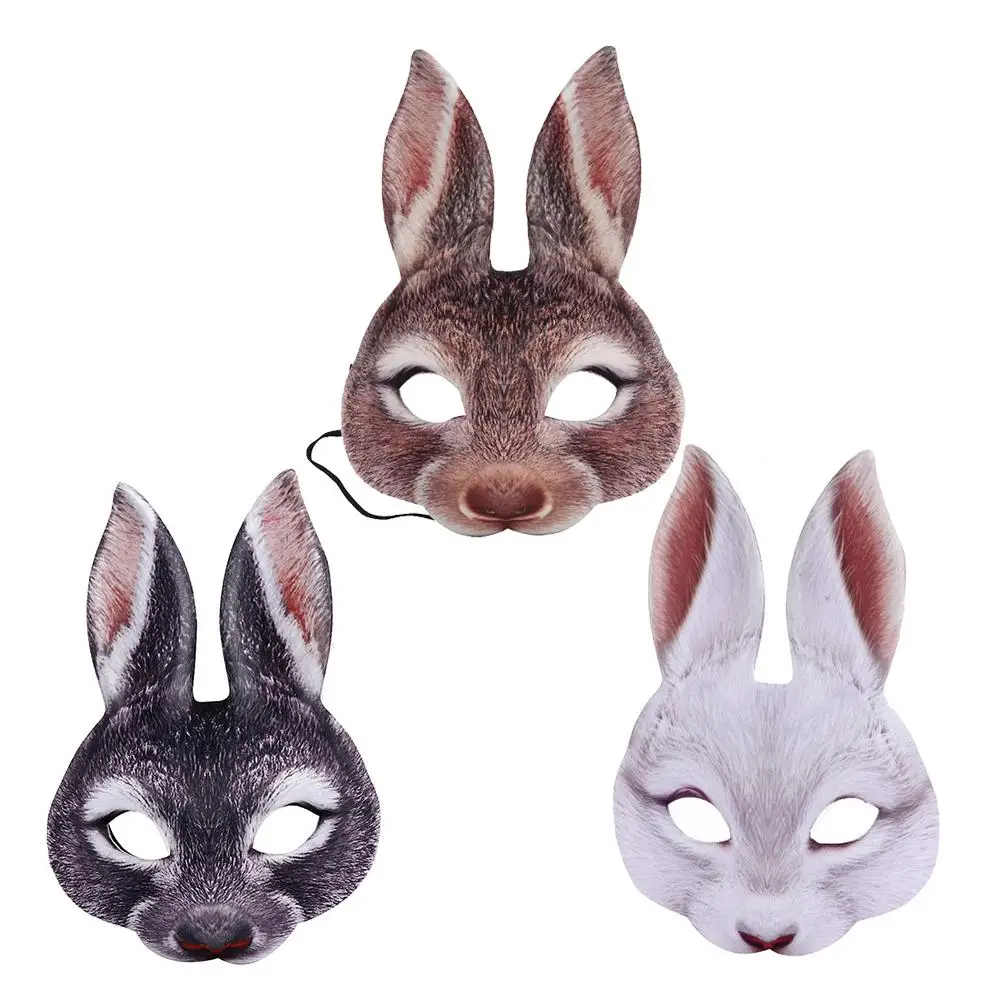 

Маска Пасхальная унисекс с кроликом для вечевечерние, маска для лица пасхального кролика для взрослых, маскарадный костюм с заячьими ушкам...