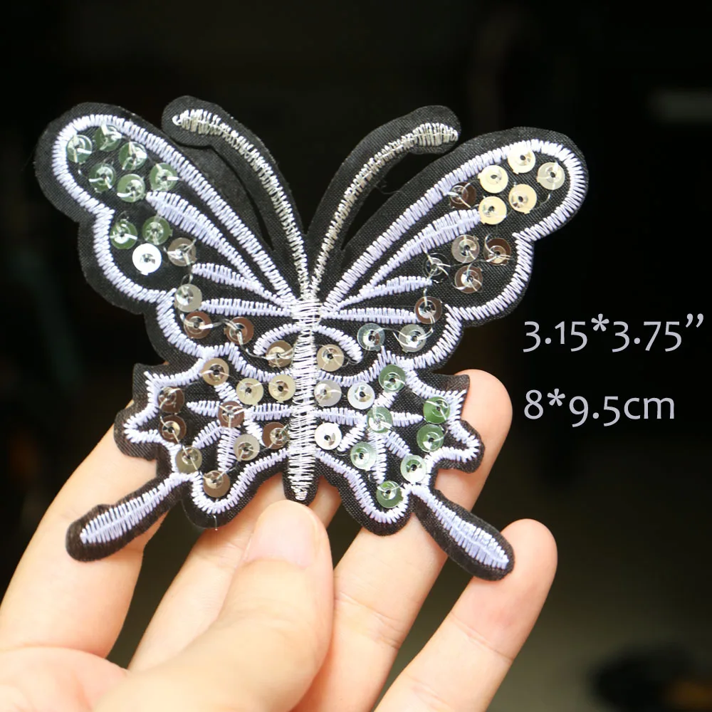 

7 шт./лот блестки бабочки патчи для одежды Сделай Сам утюжок на животных для одежды Вышивка Аппликации глажка