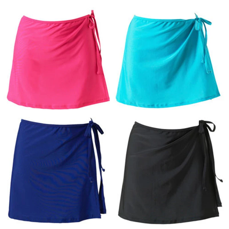 

Skirts Women Tie Up Beach Cover Up Sexy Bikini Swimsuit Short Skirt Ladies Mid Waist Bodycon Wrap Solid Skirt Fashion New Summer