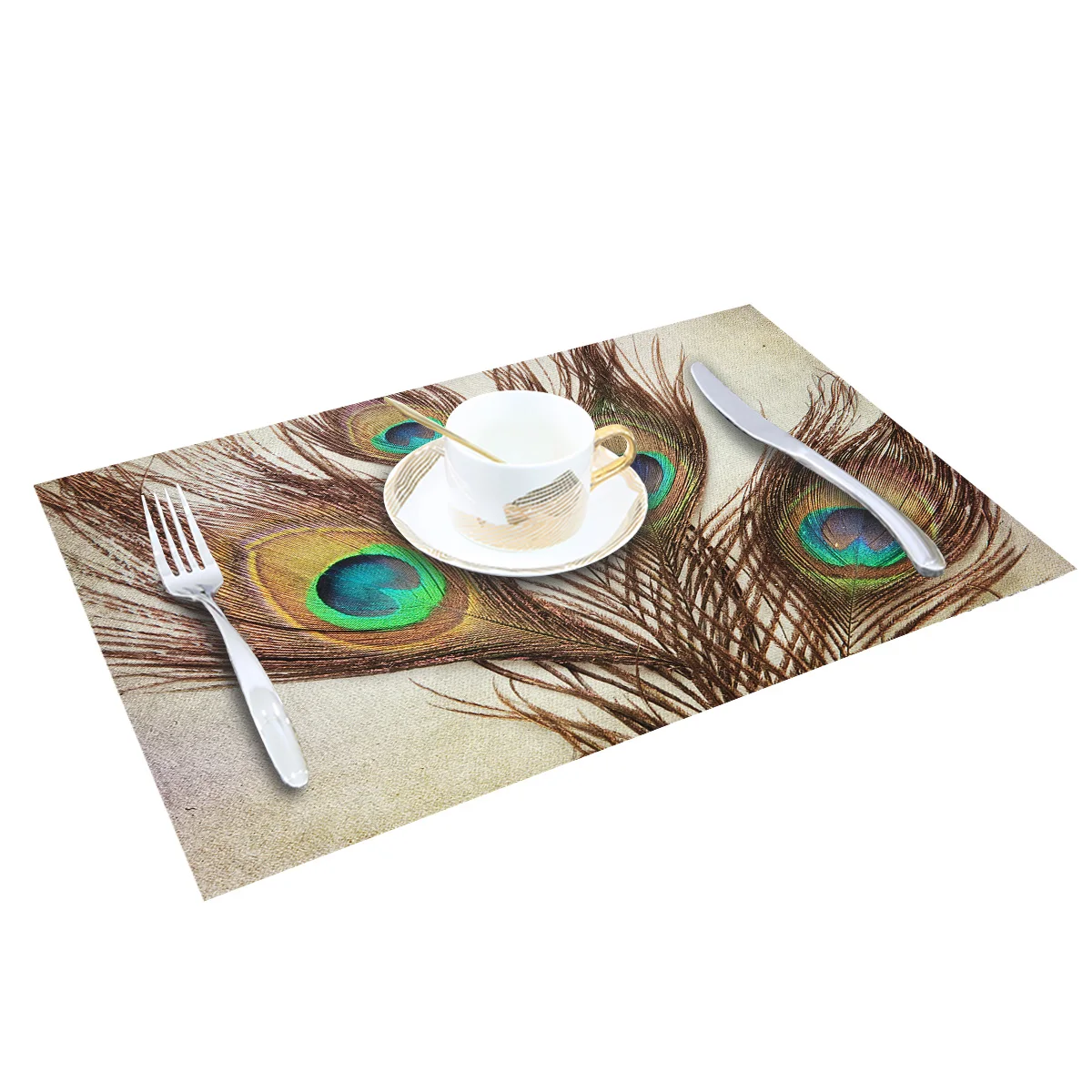 4 6 штук в партии комплект круглые скатерти на стол с перьями павлина С принтом из