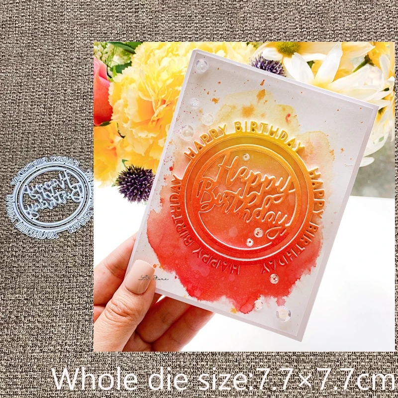 

New Design Craft Metal stencil mold Cutting Dies Happy birthday circle frame scrapbook die cuts Album Paper Card Craft Embossing