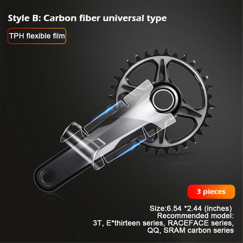 

3Pcs/Bag Bike Crank Stickers Transparent Bicycle Crank Arm Protective Film Bike Crank Adhensive Film Protector