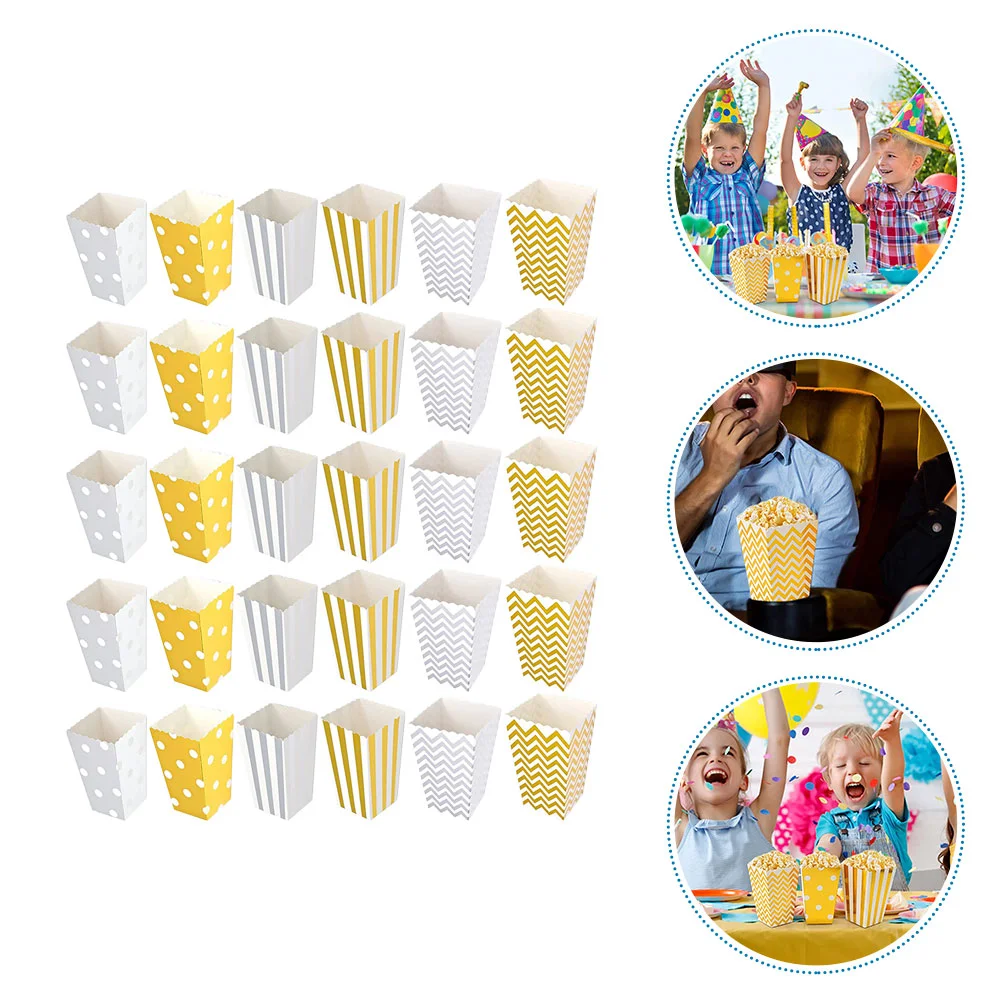 

30Pcs Vertical Stripe Popcorn Boxes Container Popcorn Snack Holder Party Supply