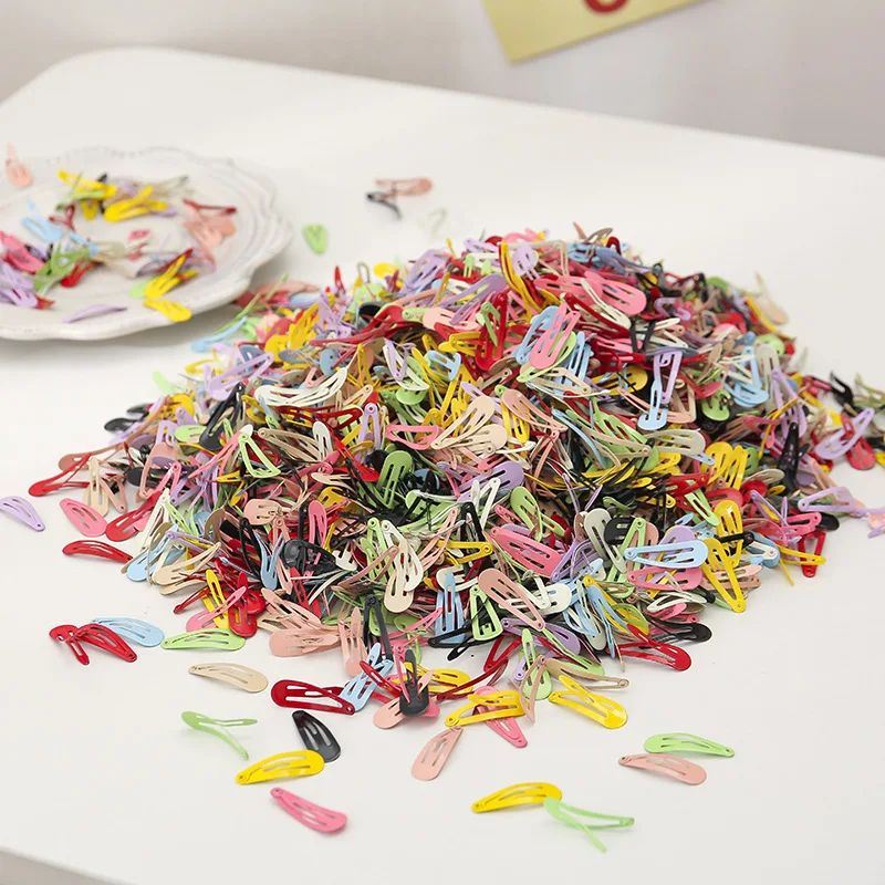 

50Pcs Sweet Hair Clips New Women Girls Cute Colorful Waterdrop Shape Hairpins Barrettes Slid Clip Fashion Hair Accessories