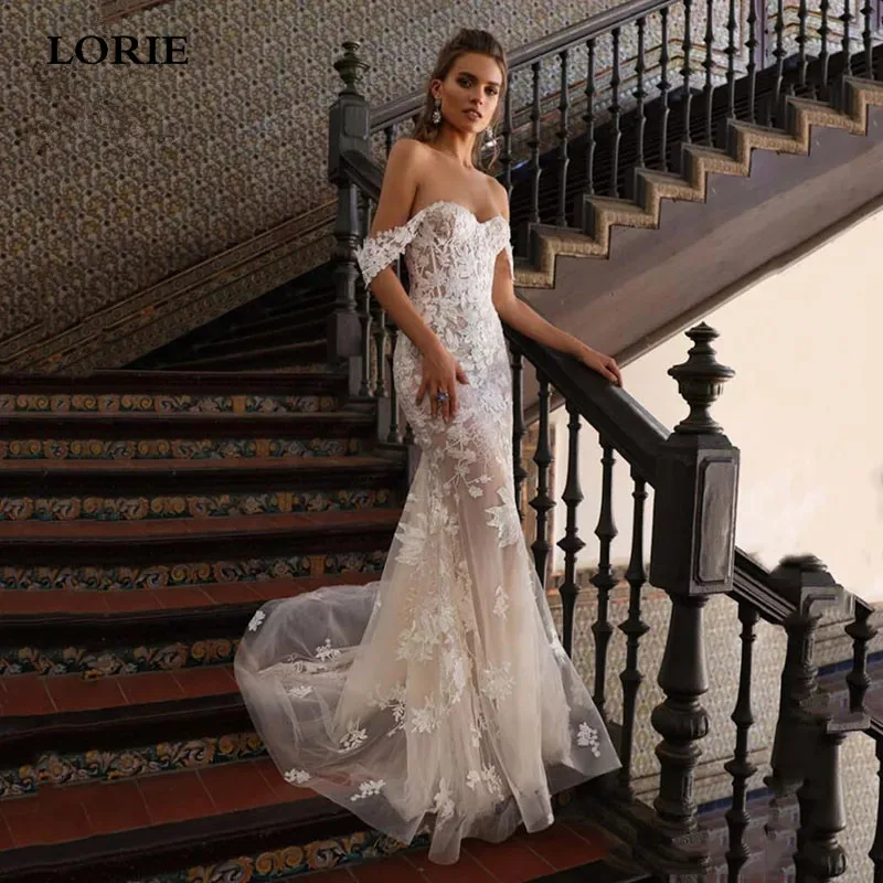 

Свадебное платье с юбкой-годе LORIE, облегающие стильные свадебные платья из фатина со шлейфом