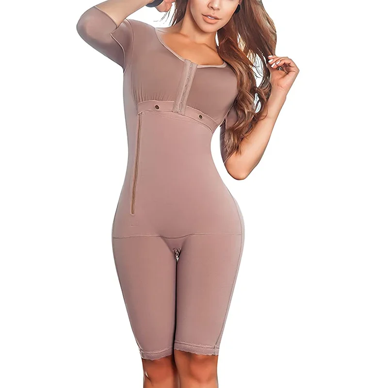 

Women'S Bodyshaper Tummy Control Long Sleeve Breast Support Side Zipper Long Bodysuit Shapewear