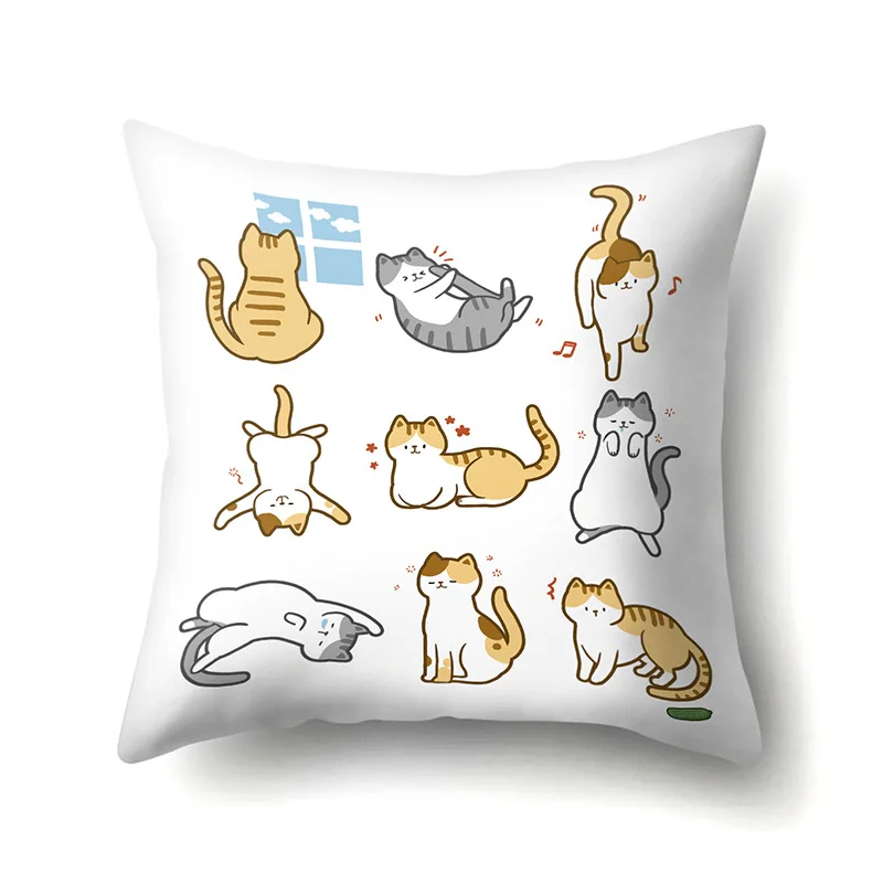 

Cute Cartoon Print Cushion Cover Polyester Decorative for Sofa Seat Soft Throw Pillow Case Cover 45x45cm Home Decor