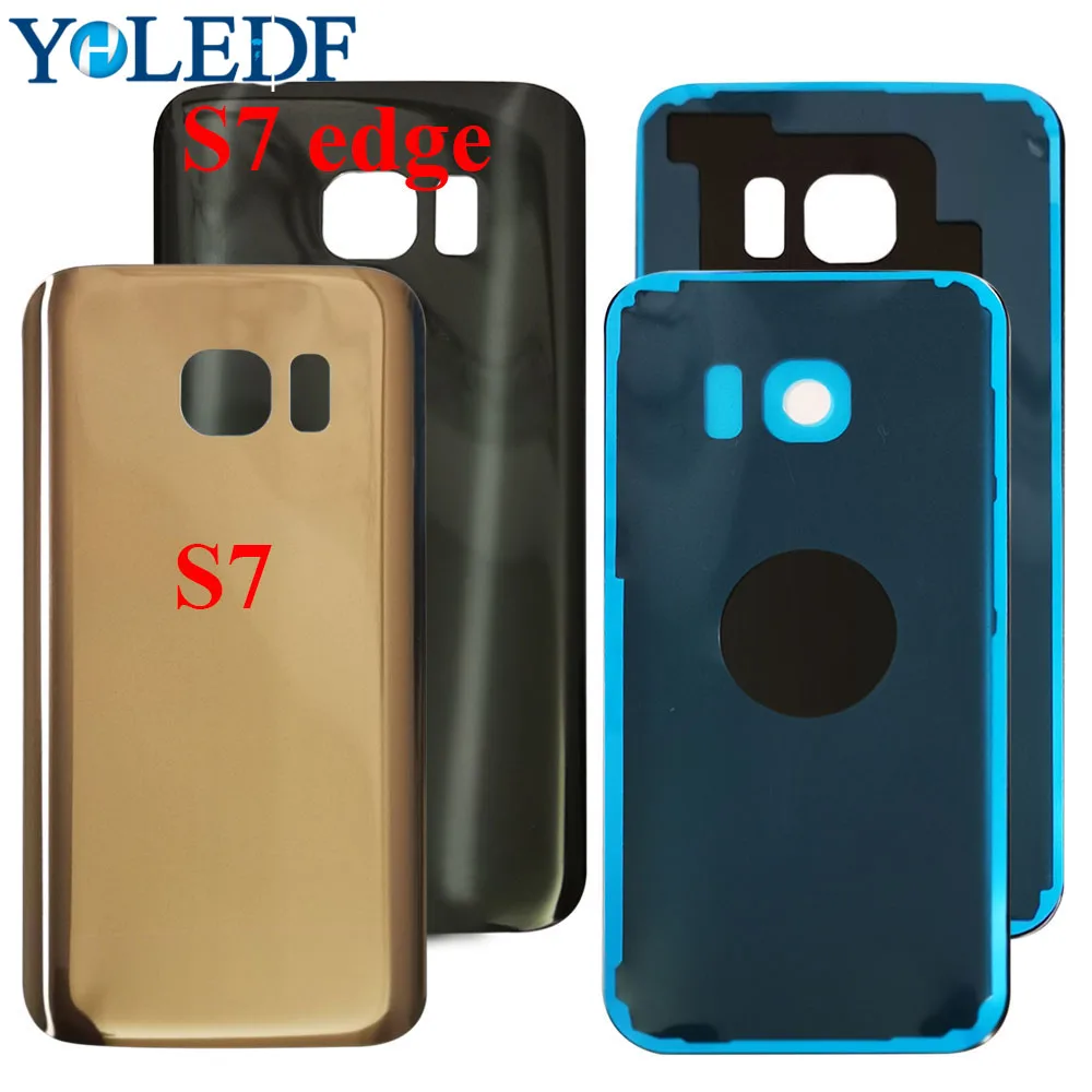 S7 G930F стеклянный корпус задняя крышка батареи дверь для Samsung Edge G935F с 3M наклейкой